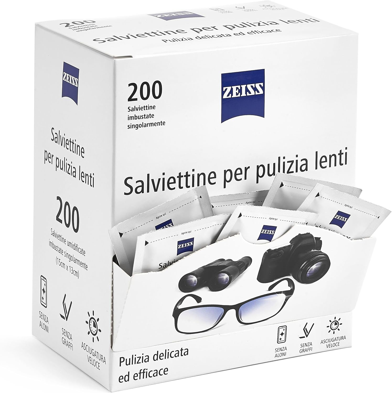 Zeiss 200 salviettine per la pulizia degli occhiali